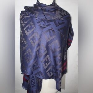 Authentic Fendi Scarf Shawl Stole 65% Wool 35% Cashmere Multicolor Used